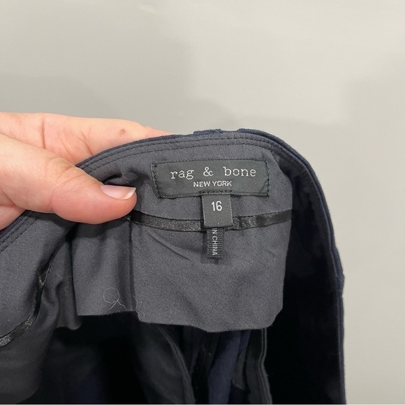 Rag & Bone Linen Blend Navy Blue Crop Trouser Pants Women’s 16 - Picture 7 of 9